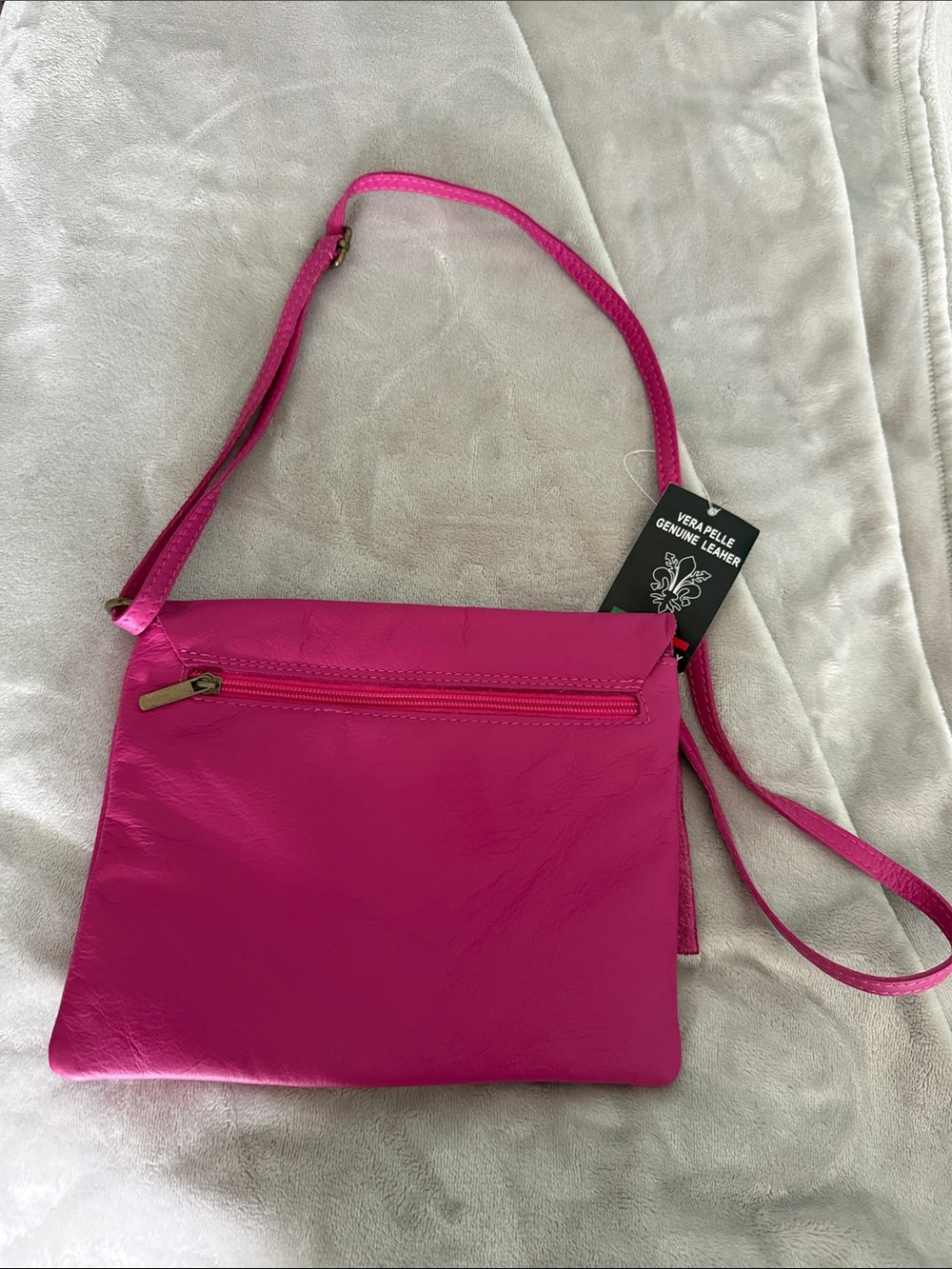 Genuine Leather Pink Crossbody Bag - Unbranded